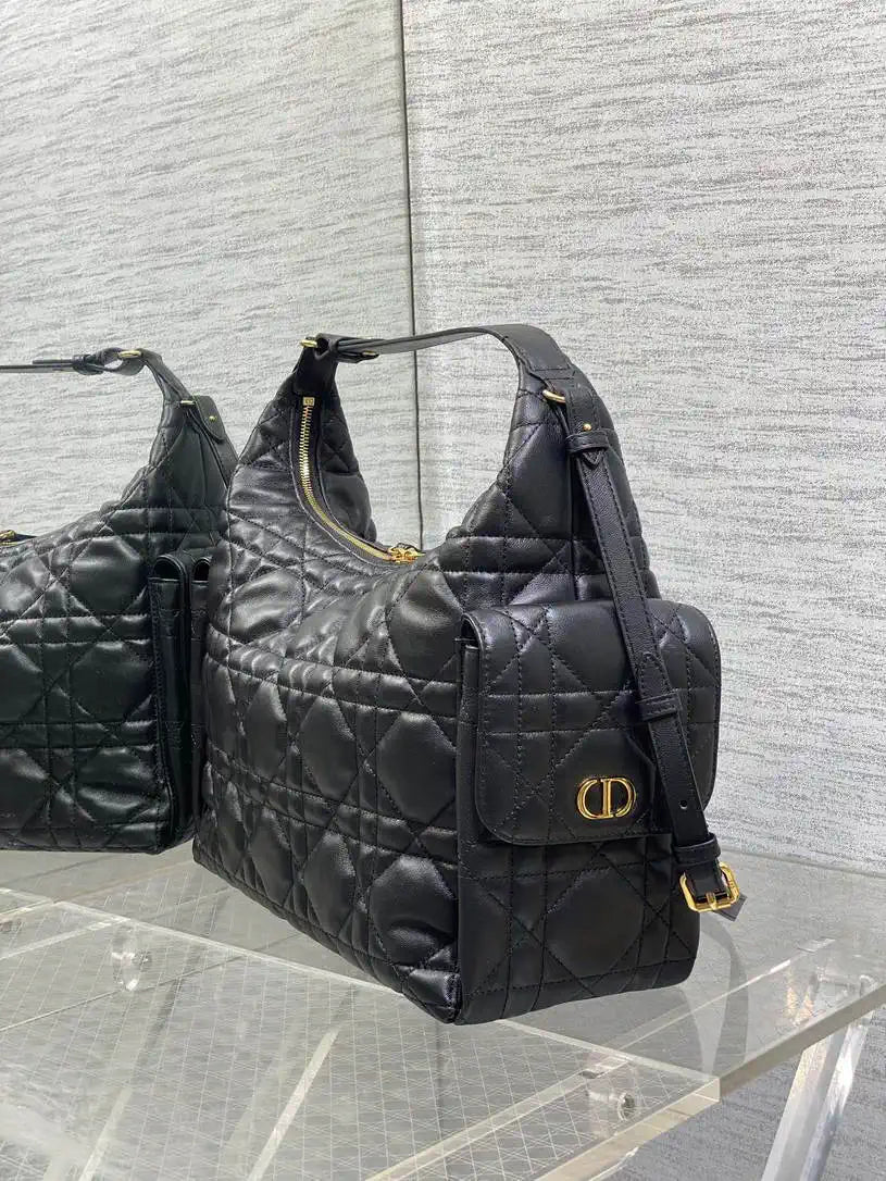 Dior M6322 Large D-Dream Bag Black Macrocannage Lambskin