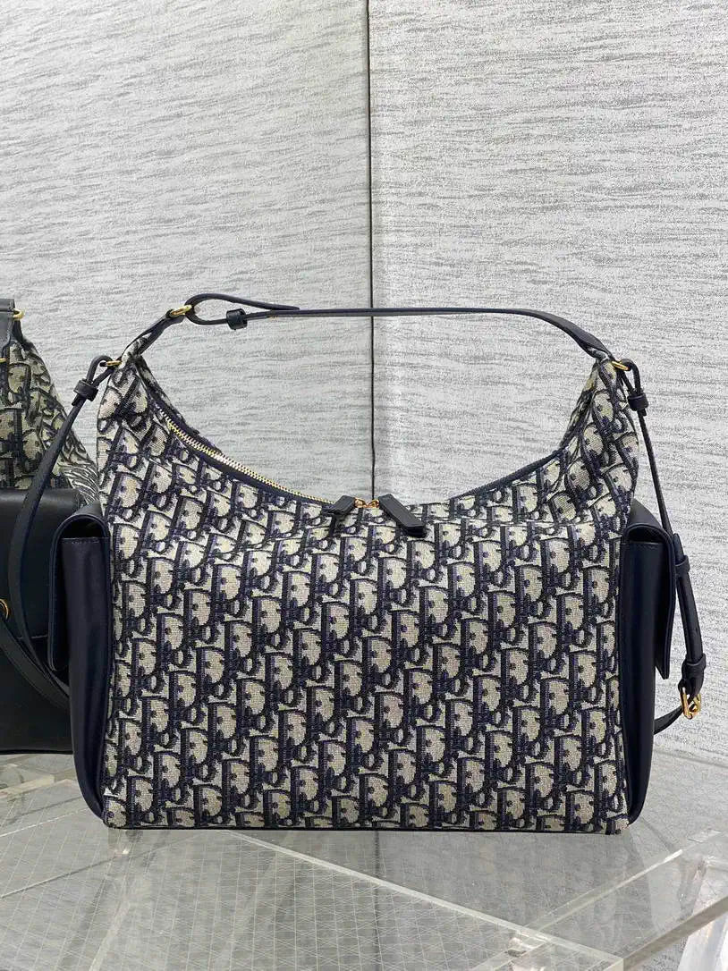 Dior M6322 Large D-Dream Bag Blue Dior Oblique Jacquard and Smooth Calfskin