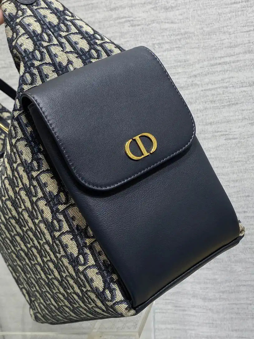 Dior M6322 Large D-Dream Bag Blue Dior Oblique Jacquard and Smooth Calfskin