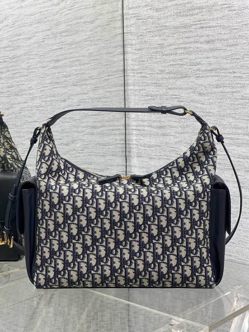 Dior M6322 Large D-Dream Bag Blue Dior Oblique Jacquard and Smooth Calfskin
