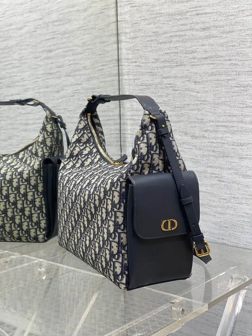 Dior M6322 Large D-Dream Bag Blue Dior Oblique Jacquard and Smooth Calfskin