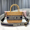 Dior M7601 Dior Wicker Basket Shoulder Bag Blue - luxibagsmall