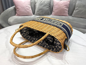 Dior M7601 Dior Wicker Basket Shoulder Bag Blue - luxibagsmall