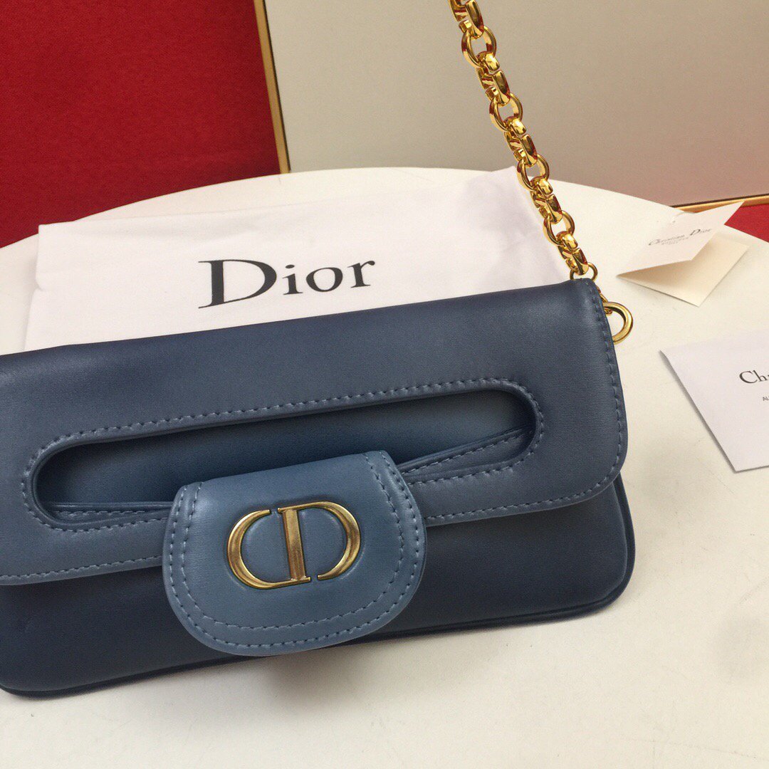 Dior M8641 Medium Diordouble Bag Deep Ocean Blue - luxibagsmall
