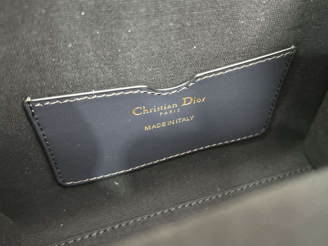 Dior M8671UBEQ_M900 Small Boston bag Navy Blue box Oblique Embroidery and Smooth Calfskin