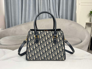 Dior M8675 Medium Boston bag Navy blue box Oblique Embroidery and Smooth Calfskin - Default Title - View 2