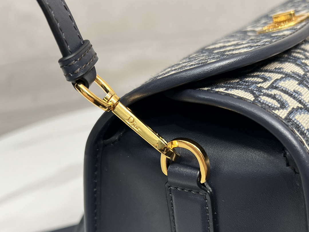 Dior M8675 Medium Boston bag Navy blue box Oblique Embroidery and Smooth Calfskin - Default Title - View 6