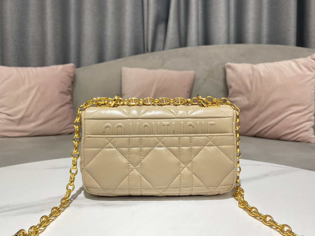Dior M9241 Small Quilted Macrocannage Calfskin Yellow