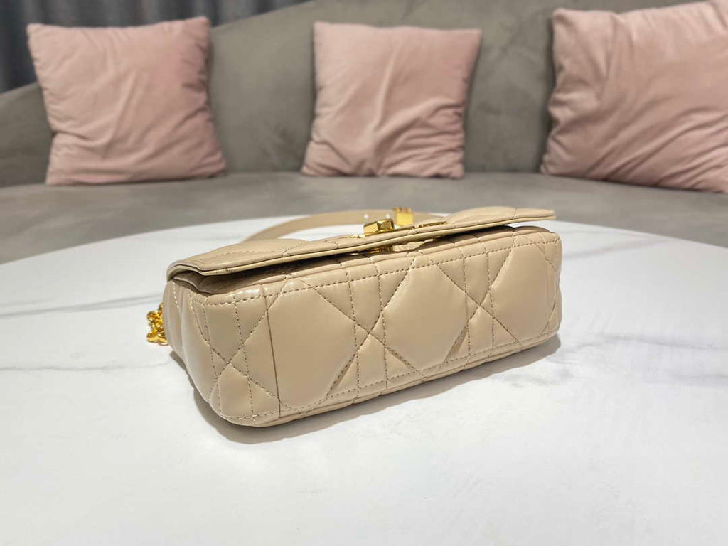 Dior M9241 Small Quilted Macrocannage Calfskin Yellow