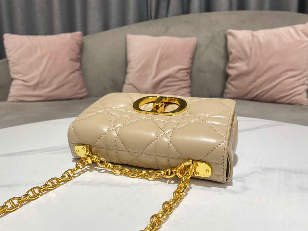 Dior M9241 Small Quilted Macrocannage Calfskin Yellow