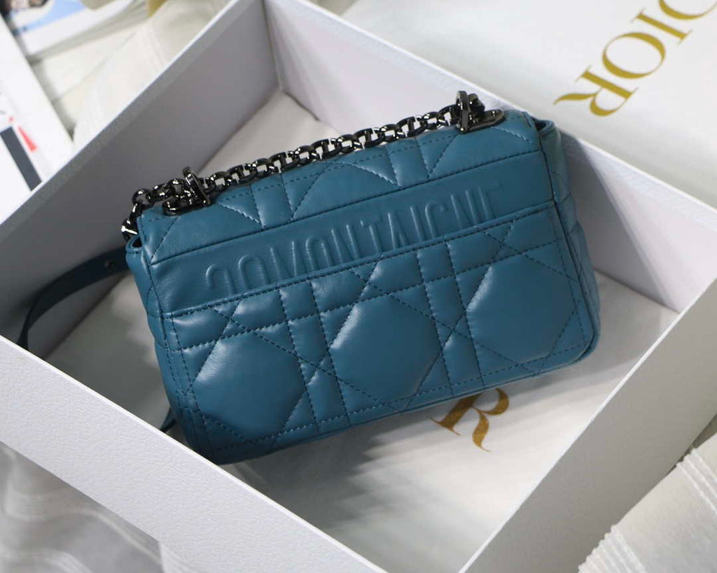 Dior M9241 Small Quilted Macrocannage Calfskin Lake Blue