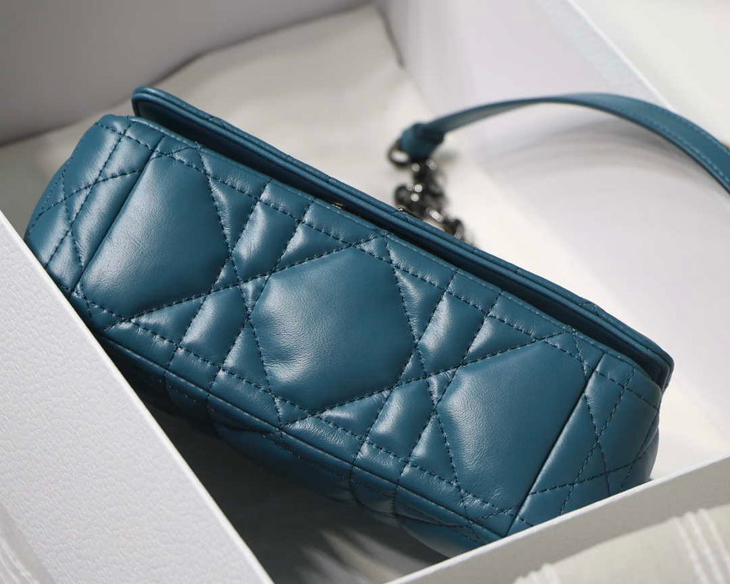 Dior M9241 Small Quilted Macrocannage Calfskin Lake Blue