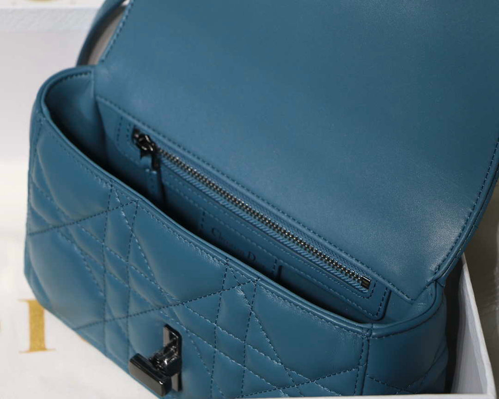 Dior M9241 Small Quilted Macrocannage Calfskin Lake Blue