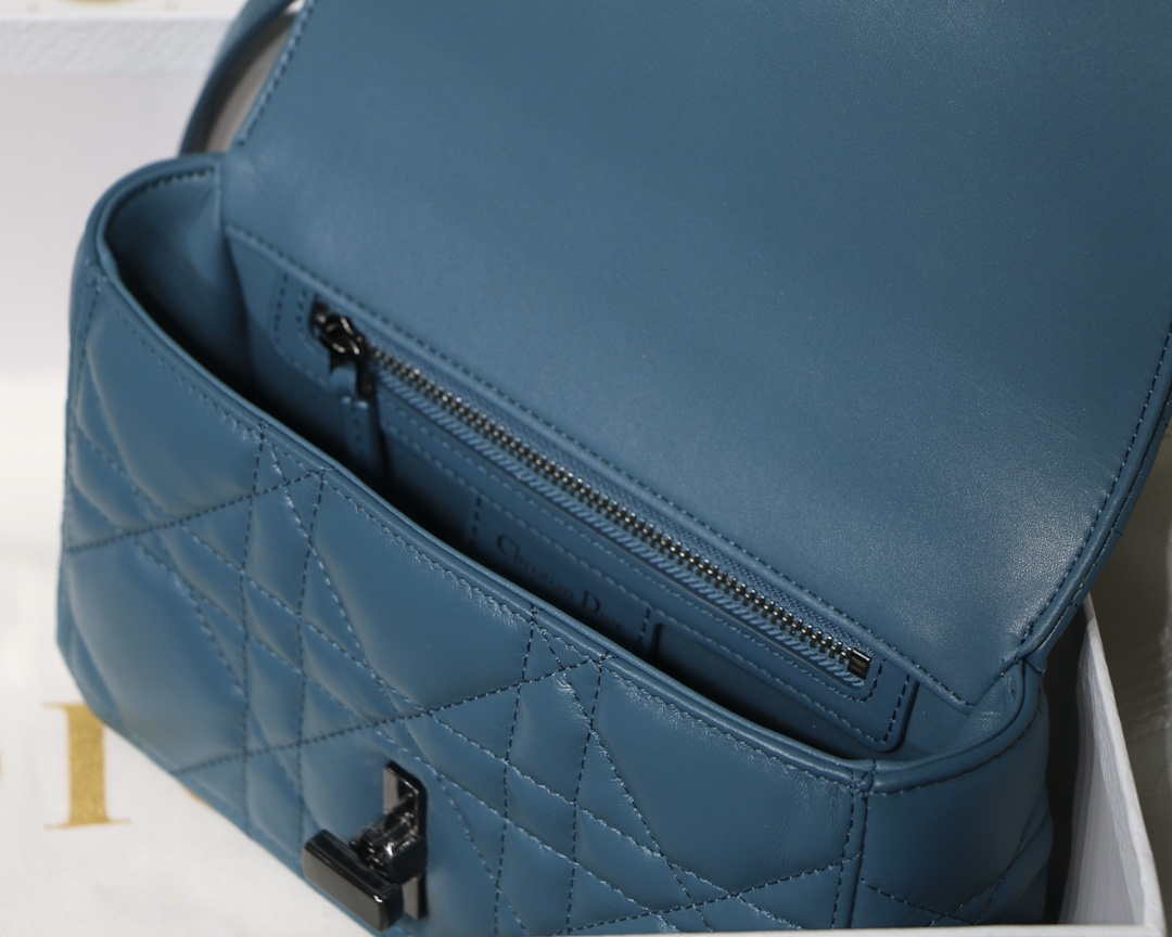 Dior M9241 Small Quilted Macrocannage Calfskin Lake Blue