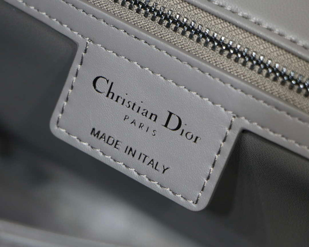 Dior M9241 Small Quilted Macrocannage Calfskin Gray