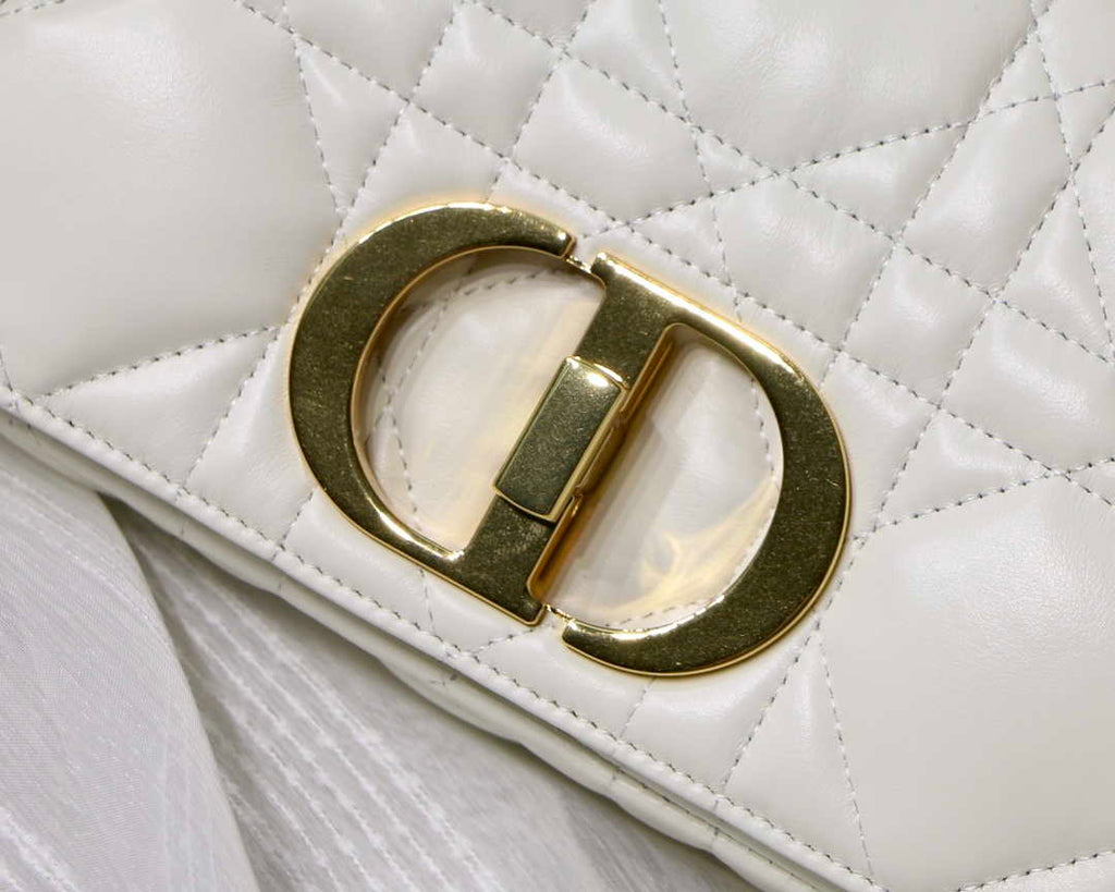 Dior M9241 Small Quilted Macrocannage Calfskin White