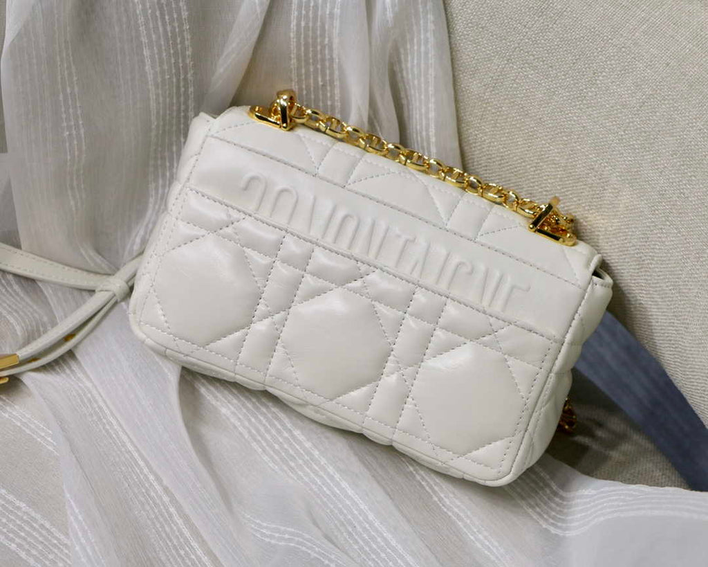 Dior M9241 Small Quilted Macrocannage Calfskin White