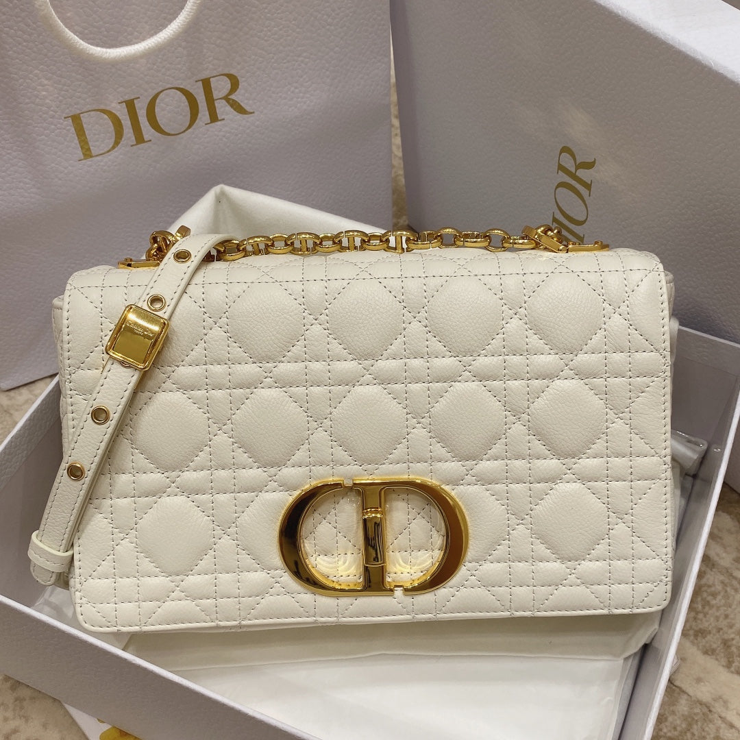 Dior Medium Caro Bag Calfskin M9242 White - Default Title - View 1