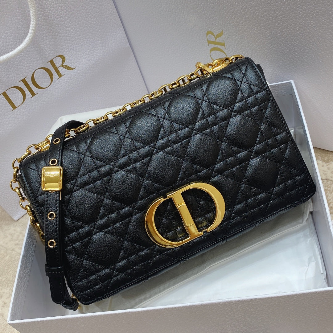 Dior Medium Caro Bag Calfskin M9242 Black