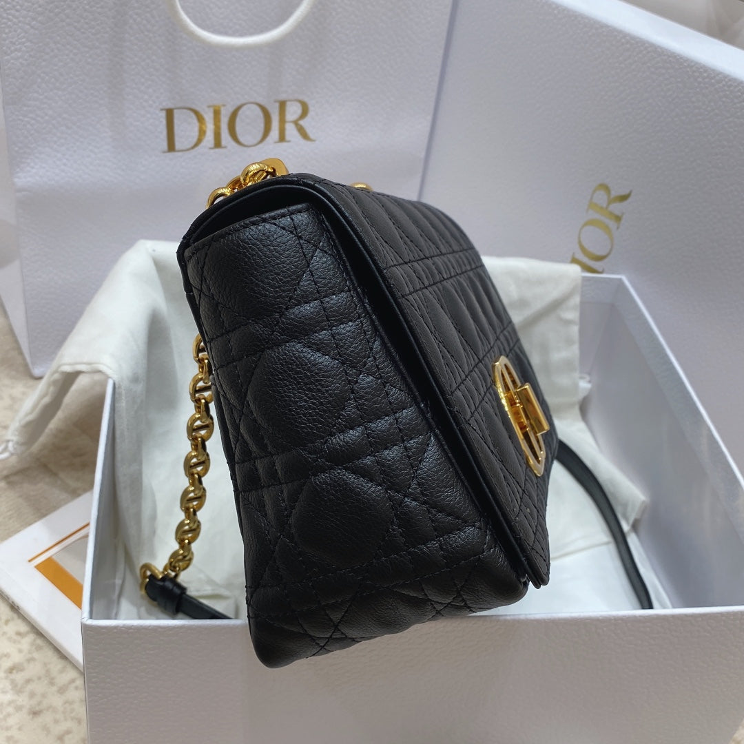 Dior Medium Caro Bag Calfskin M9242 Black