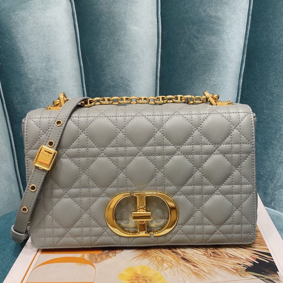 Dior Medium Caro Bag Calfskin M9242 Gray - Default Title - View 1