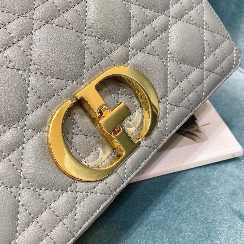 Dior Medium Caro Bag Calfskin M9242 Gray - Default Title - View 7
