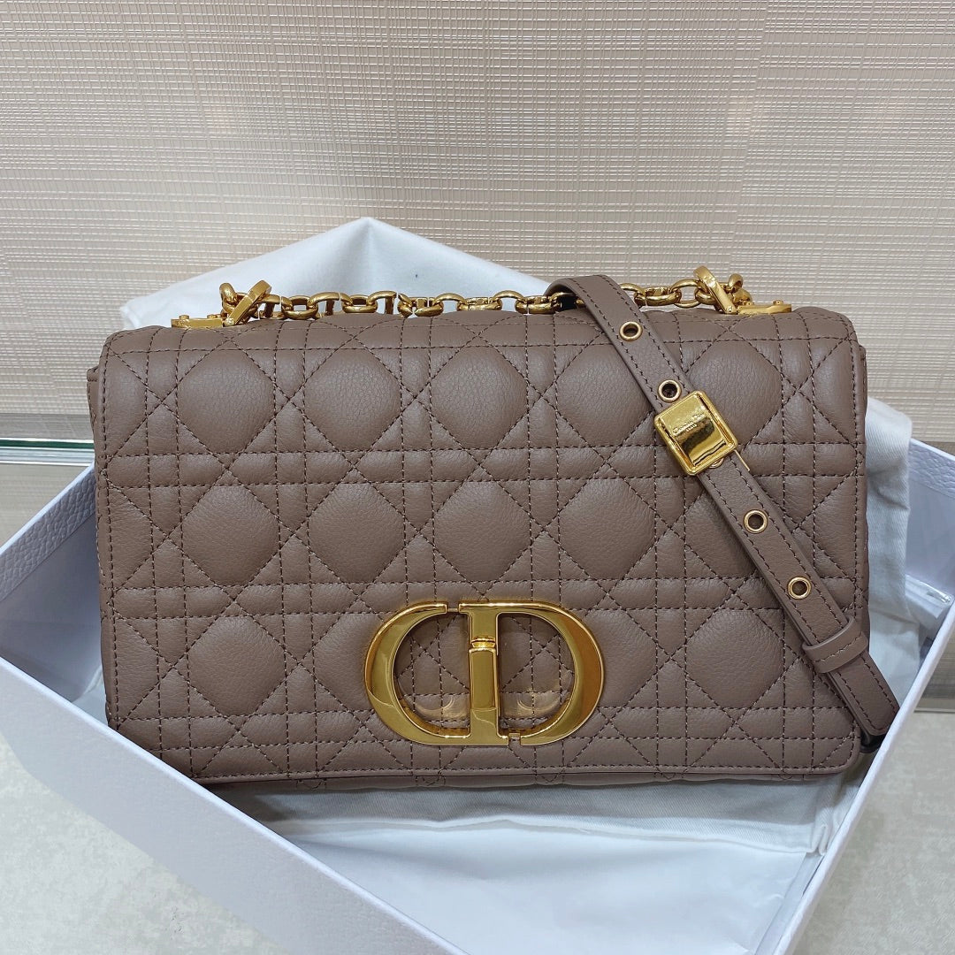 Dior Medium Caro Bag Calfskin M9242 Kakhi - Default Title - View 1