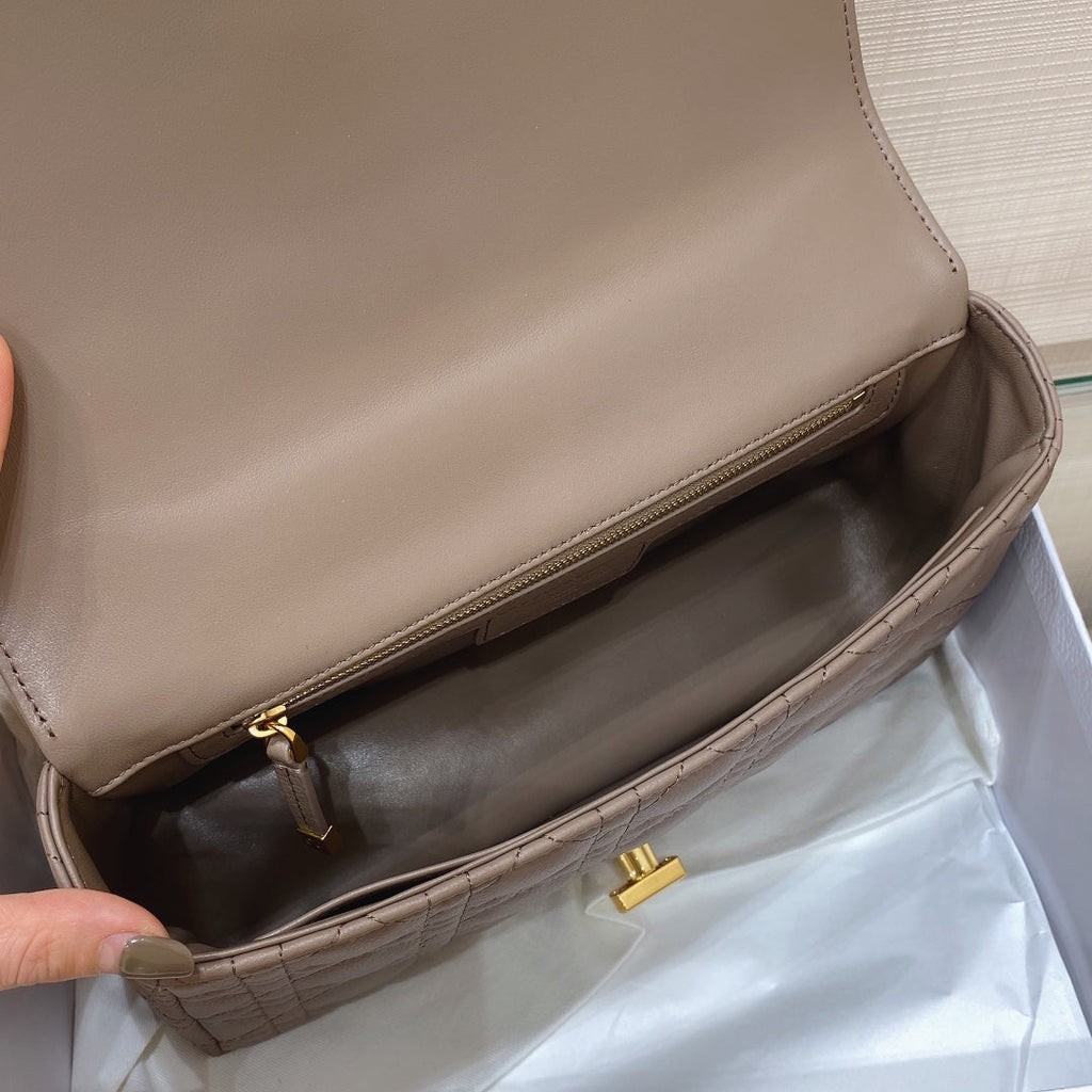Dior Medium Caro Bag Calfskin M9242 Kakhi