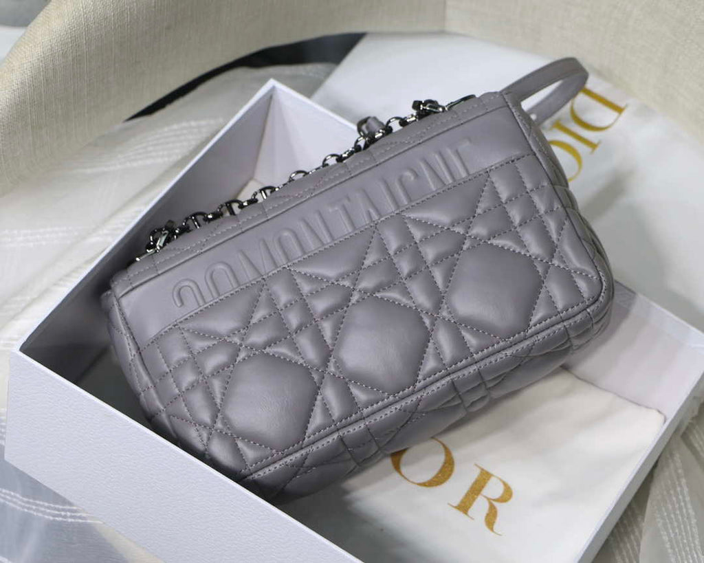 Dior M9242 Medium Quilted Macrocannage Calfskin Gray
