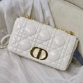 Dior M9243 Large Quilted Macrocannage Calfskin White with Gold Logo - Default Title - View 1