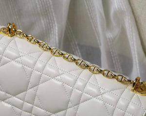 Dior M9243 Large Quilted Macrocannage Calfskin White with Gold Logo - Default Title - View 4