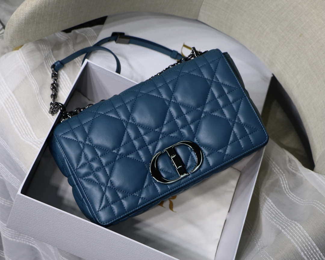 Dior M9243 Large Quilted Macrocannage Calfskin Blue - Default Title - View 1