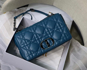 Dior M9243 Large Quilted Macrocannage Calfskin Blue - Default Title - View 1