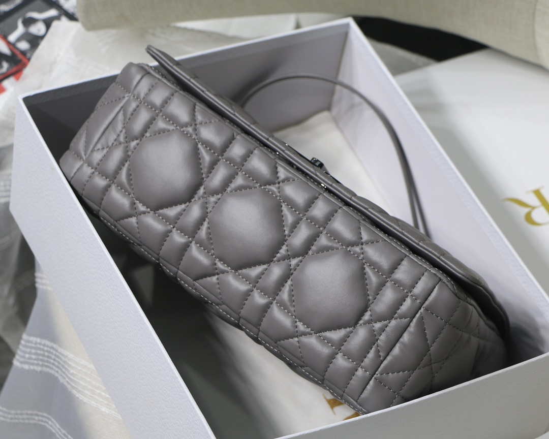 Dior M9243 Large Quilted Macrocannage Calfskin Gray - Default Title - View 7