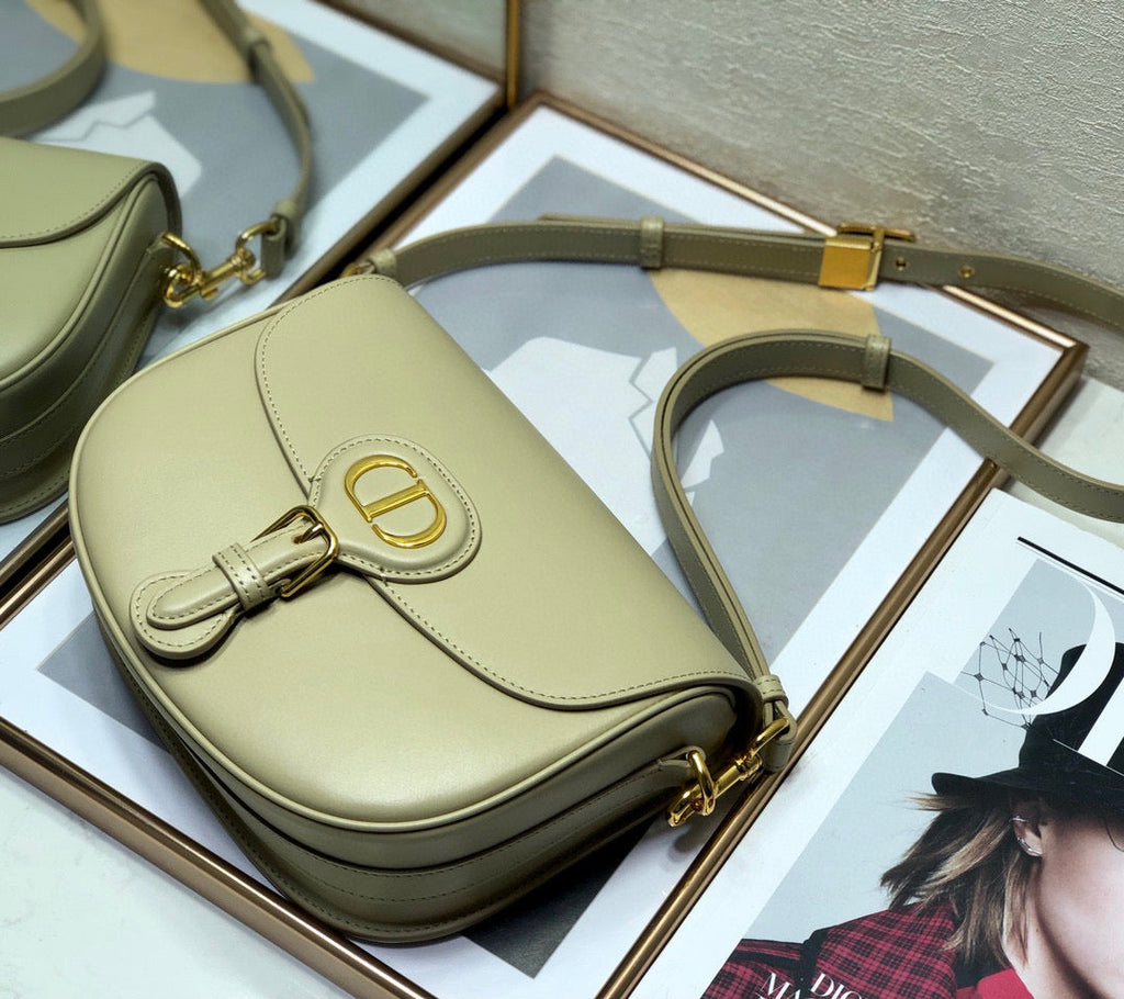 Dior M9319 Medium Bobby Bag Beige Gray Box Calfskin
