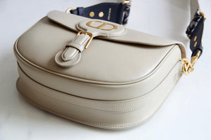 Dior M9320 Large Bobby Bag Beige Box Calfskin with Blue Oblique Strap - Default Title - View 7