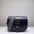 Dior M9320 Large Bobby Bag Black Box Calfskin with Blue Oblique Strap - Default Title - View 1