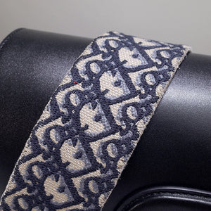 Dior M9320 Large Bobby Bag Black Box Calfskin with Blue Oblique Strap - Default Title - View 4