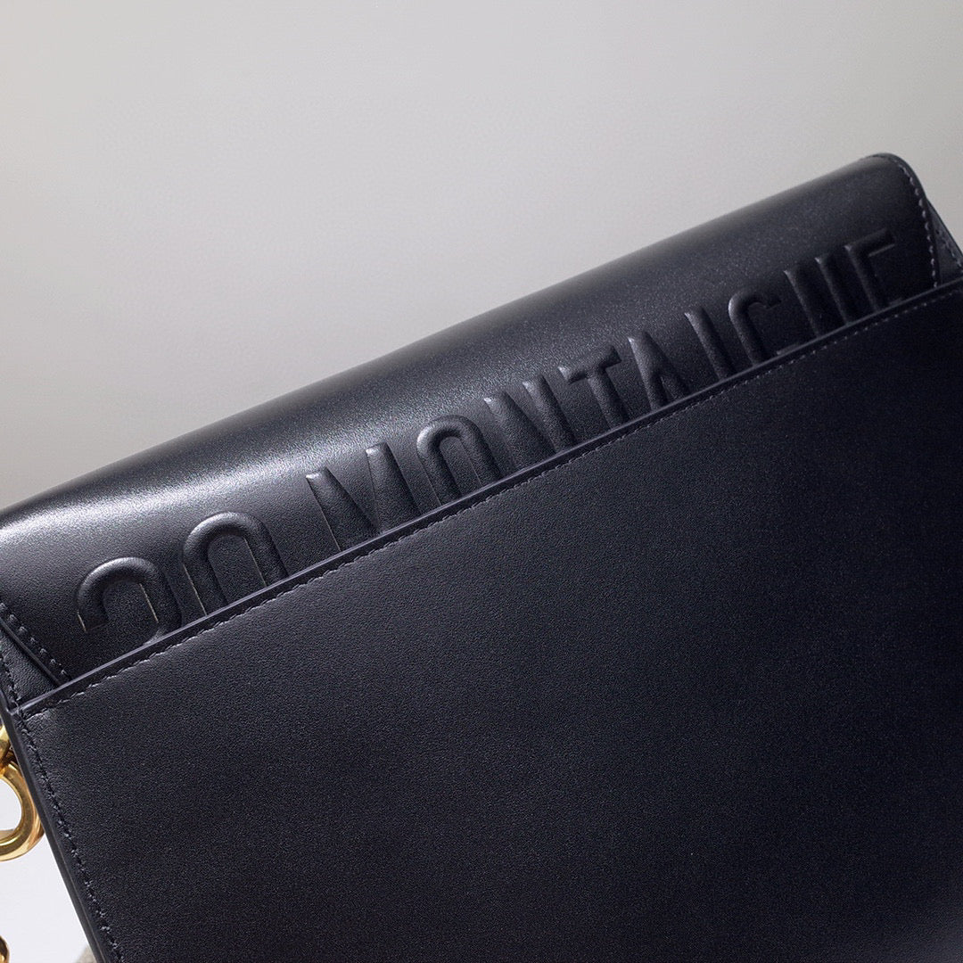 Dior M9320 Large Bobby Bag Black Box Calfskin with Blue Oblique Strap