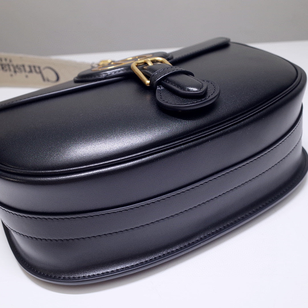 Dior M9320 Large Bobby Bag Black Box Calfskin with Blue Oblique Strap - Default Title - View 6