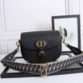 Dior M9320 Large Bobby Bag Black Grained Calfskin with Blue Dior Oblique Strap - Default Title - View 1