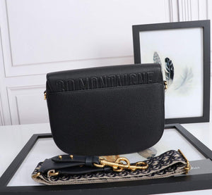 Dior M9320 Large Bobby Bag Black Grained Calfskin with Blue Dior Oblique Strap - Default Title - View 3