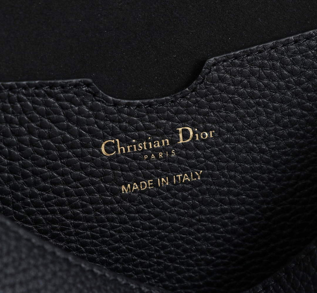 Dior M9320 Large Bobby Bag Black Grained Calfskin with Blue Dior Oblique Strap