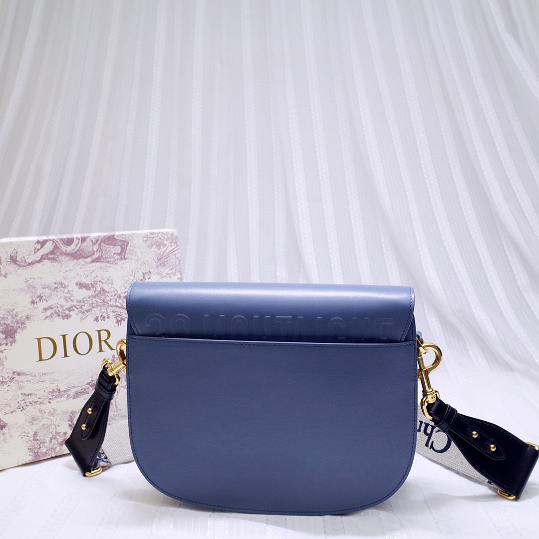 Dior M9320 Large Bobby Bag Blue Box Calfskin with Blue Oblique Strap