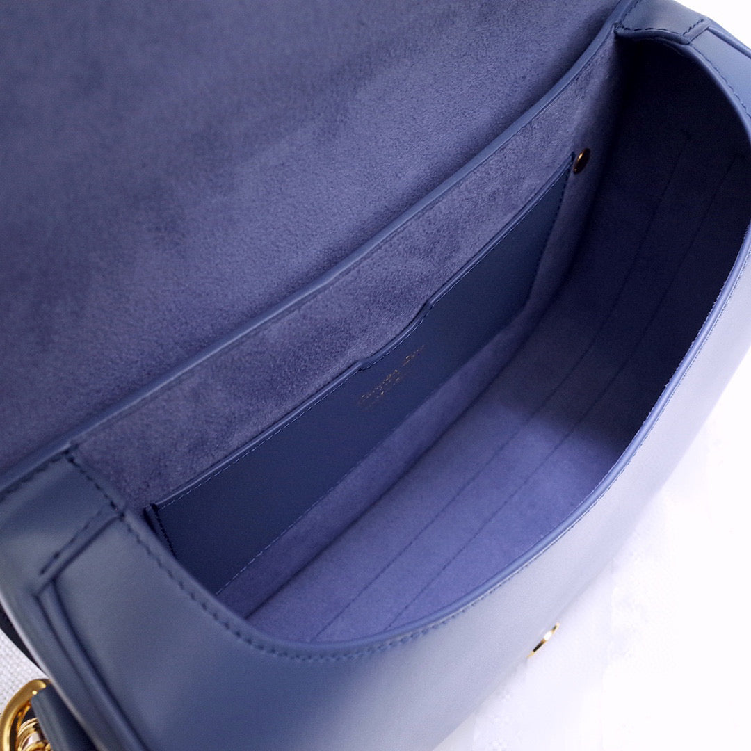 Dior M9320 Large Bobby Bag Blue Box Calfskin with Blue Oblique Strap