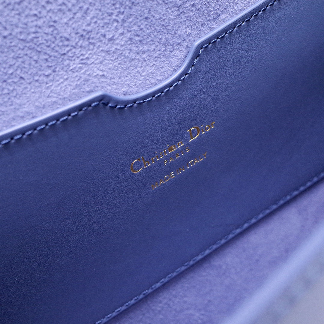 Dior M9320 Large Bobby Bag Blue Box Calfskin with Blue Oblique Strap - Default Title - View 9