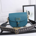 Dior M9320 Large Bobby Bag Blue Grained Calfskin with Blue Dior Oblique Strap - Default Title - View 1
