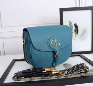 Dior M9320 Large Bobby Bag Blue Grained Calfskin with Blue Dior Oblique Strap - Default Title - View 2