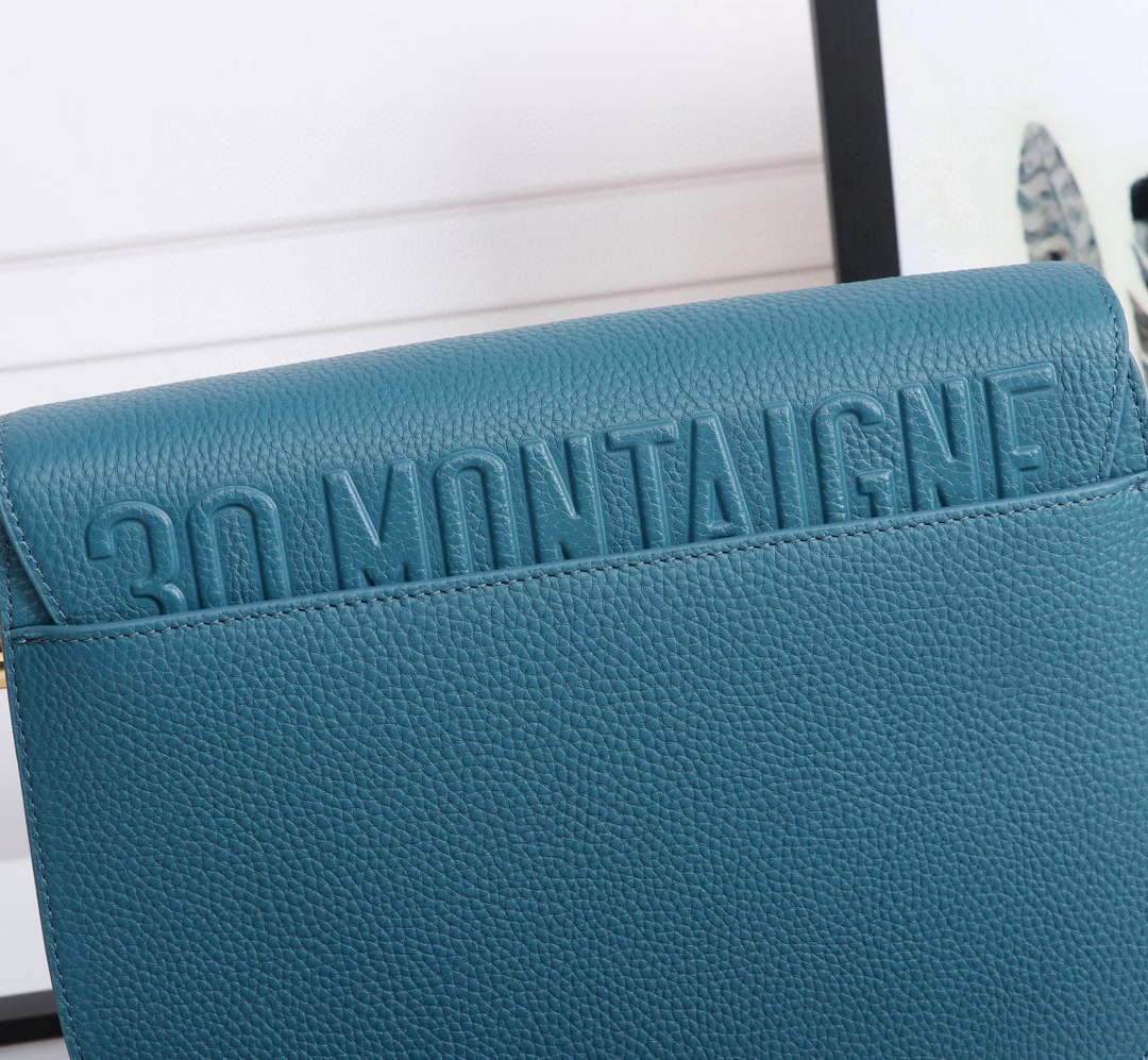 Dior M9320 Large Bobby Bag Blue Grained Calfskin with Blue Dior Oblique Strap - Default Title - View 5