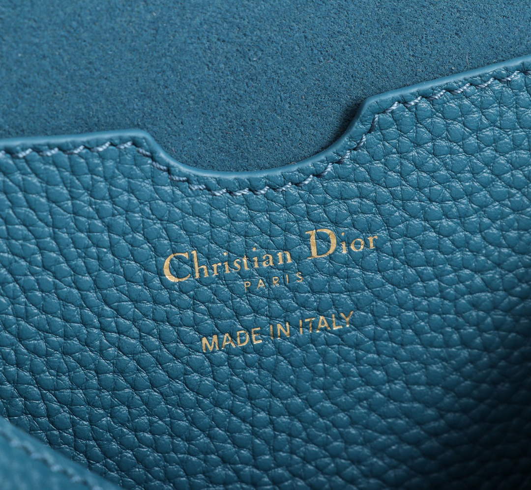 Dior M9320 Large Bobby Bag Blue Grained Calfskin with Blue Dior Oblique Strap